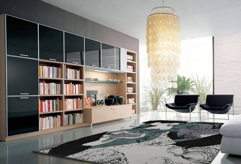 Embedded area rug in room