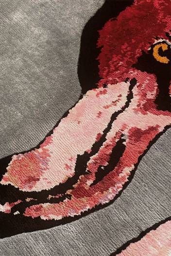 Flamingos Pink on Silver Rug by Jimmie Martin