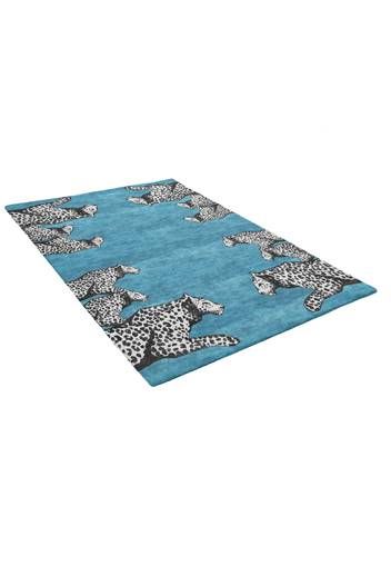 Leopards Blue Rug by Jimmie Martin