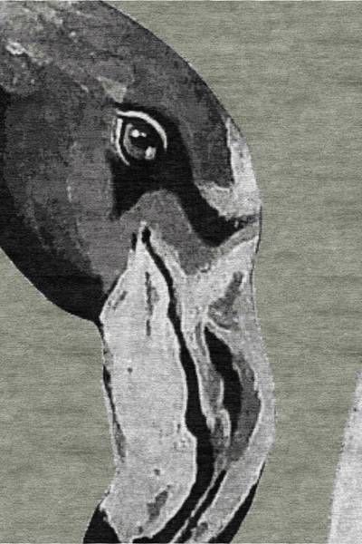 Flamingos Black & White on Silver Rug by Jimmie Martin